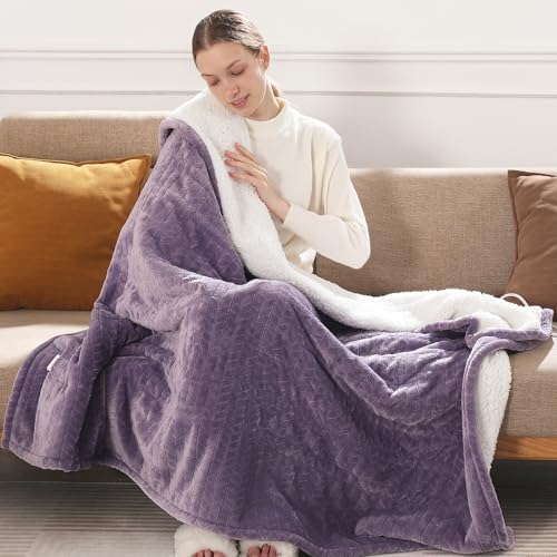 Electric Throw Blanket Heated Throw 50''x60''Electric Lap Blanket, Lavender by SafeWarmthTrustedComfort
