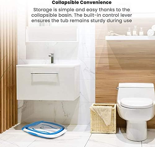 HoMedics Compact Pro Spa Collapsible Footbath with Heat Maintenance, Vibration Massage, ACU-Node Surface, Improves Circulation, Soothe Tired Muscles, Tub for Easy Storage, Blue and White - Image 3