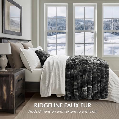 EverGrace Faux Rabbit Fur Bubble Throw Blanket, 60"x80", Marble Black - Image 2