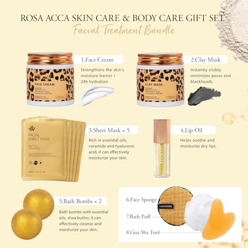 Gifts for Women, 32 Pcs Leopard Facial Skin Care Gift Set for Women, Home Spa & Self-Care Gift Kit, Bath and Body Gifts Basket Set, Face Sheet Mask, Wife, Birthday, Christmas, Valentines, Anniversary - Image 4