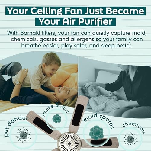 Barnakl Ceiling Fan Air Purifier Pads, Carbon Filters for Blades, 5 Count - Image 3