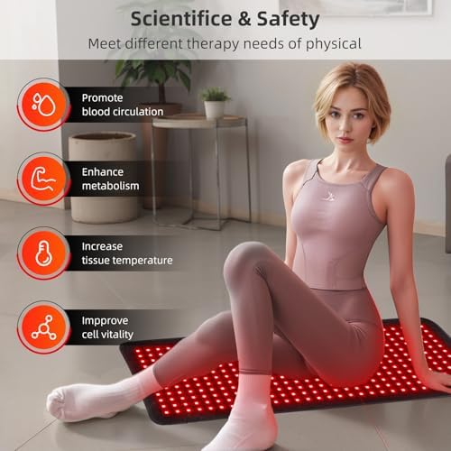 bonodave Red Infrared Light Therapy Mat for Body, 31.75" x 11.5" Red Light Pad Upgraded 3 Chips in 1 Beads 360pcs LEDs 660nm 850nm RLT Device for Body Back Shoulder Knee Joint Pain Relief, Ideal Gift - Image 4