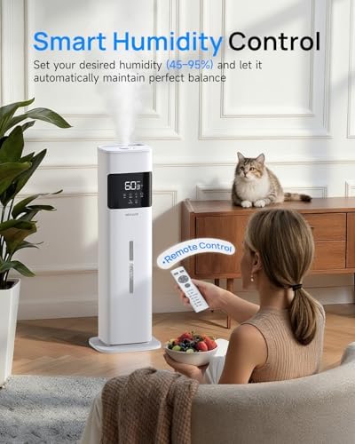 Warm & Cool Mist Humidifiers for Bedroom, Top-Fill Humidifier Large Room with Essential Oil Diffuser, Large Room Humidifiers for Home Baby Nursery Office Plants, White - Image 4