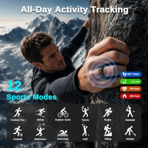 Smart Ring for Men & Women, Fitness and Health Tracker Ring(Black 7) - Image 5