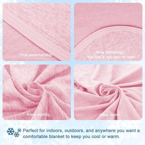 CHOSHOME Cooling Blanket for Hot Sleepers Lightweight Summer Cold Thin Blankets for Sleeping, Hot Flashes Night Sweats, Soft Blanket for Bed, Full Size, Pink - Image 5