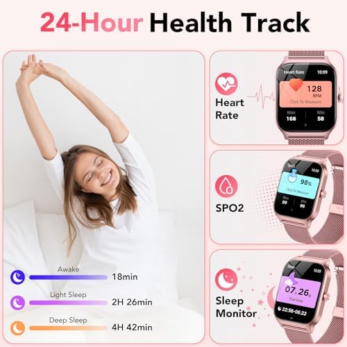 Smart Watch for Women, Answer/Make Call/AI Voice,1.85" HD Smartwatch for iPhone/Samsung/Android, 120+ Sport Modes Fitness Tracker with Heart Rate/Sleep Monitor,IP68 Waterproof (2 Bands) - Image 5