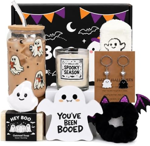 Halloween Boo Basket Stuffers for Women Girls, 8pcs Boo Basket for Adults Kids Teens Halloween Care Package Gift Box by DULUDULU