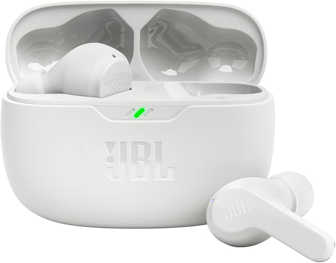 JBL Vibe Beam - True Wireless Earbuds - White | JBL Deep Bass Sound, Comfortable fit, Up to 32 8h 24h total hours of battery life with speed charging by JBL