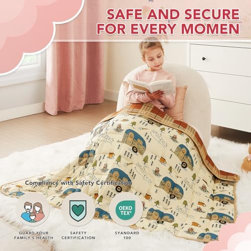 CuteKing Weighted Blanket - Weighted Blanket with Premium Glass Beads - Breathable Heavy Blanket for Comfortable Rest - Thick Blanket All Season(10lbs, 50"x60", Camping) - Image 2