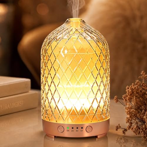 Essential Oil Diffuser for Home- 200ml Aromatherapy Diffuser for Essential Oils with 4 Timer, 7 Color LED Lights Waterless Auto Shut-Off for Home Office Décor Gifts for Women by EQUSUPRO