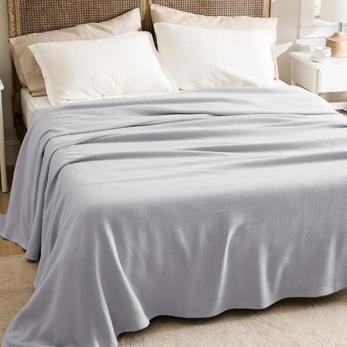 Bedsure 100% Cotton Blanket, Herringbone Weave, Oversized King, Cool Grey - Image 5