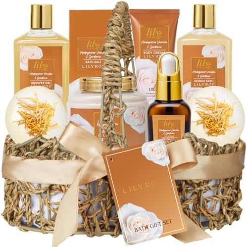 Gifts for Women, Birthday Gift Set - 9Pcs Vanilla Spa Gift Basket for Women by LILYROY