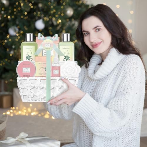 Spa Gift Baskets for Women Bath and Body Gift Set 9pc Lily Home Spa Kit - Image 5