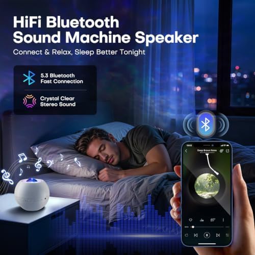 Sound Machine Light Projector, 30 Sleep Sounds for Adult, Bluetooth Speaker - Image 4