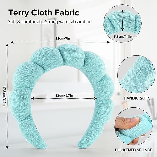 Ztomine Spa Headbands for Washing Face or Facial, Set of 2 Skincare Headbands, Terry Cloth Headband Wash Combo Pack - Puffy Makeup Washing, Mask, Skin Treatment (Black & Turquoise) - Image 5