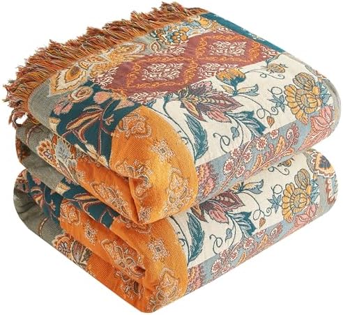 Boho Throw Blanket for Bed 60”x80”, 100% Cotton Blanket for Couch Sofa by DefineCozyHealthyLife