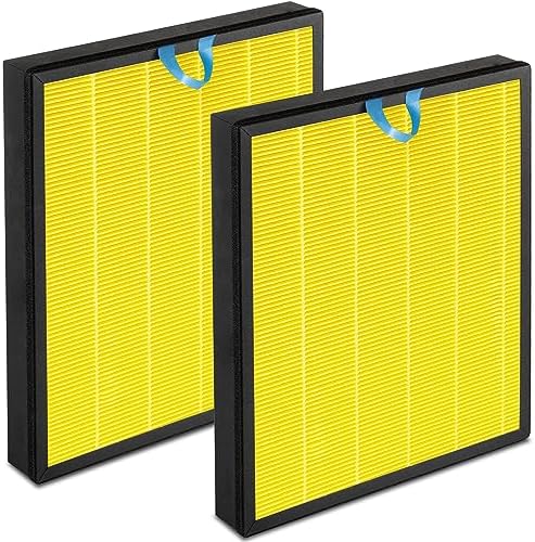 Vital 100S Pet Replacement Filter Compatible for Levoit Vital 100S Air Pu-ri-fier, 3 in 1 Filtration,Dust Pet Dander Filter&Pet Odor Activated Carbon Filter, Vital 100S-RF-PA(LRF-V102-YUS), Yellow, 2P by NXBHG