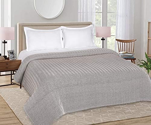Glamburg 100% Soft and Breathable Cotton Thermal Blanket Queen Charcoal - Perfect for Layering Any Bed for All Season - Image 3