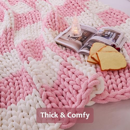 Chunky Knit Blanket Throw for Couch, 51"x63" Chunky Yarn Knitted Blankets - Image 3