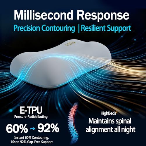 HighBeds Cervical Neck Pillow for Neck Pain Relief- Memory Foam Pillow for Side and Back Sleepers, BASF Support with Ergonomic Pillow(Grey) - Image 4