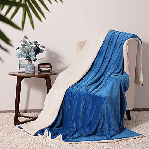 NANPIPER King Size Sherpa Blanket, Soft Fleece Throw for Bed, Reversible Thick Fuzzy Blanket for Winter (Princess Blue, 90x108 inches) - Image 2