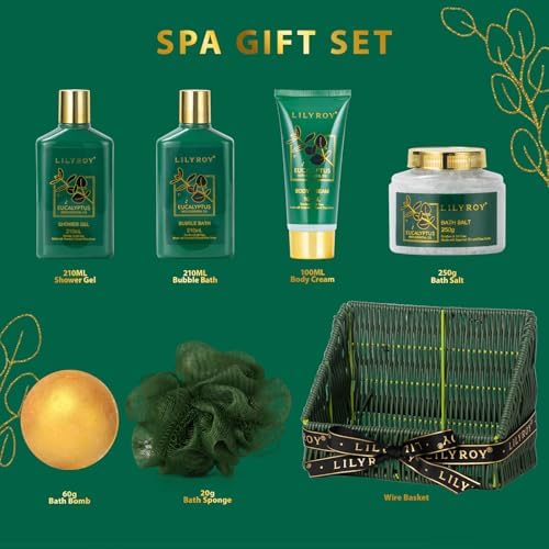 7Pcs Eucalyptus Bath Spa Gifts, Perfect Spa Gift Baskets for Women & Men - Image 3