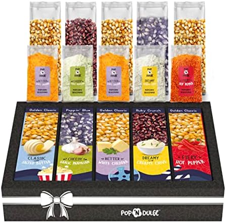 Movie Night Christmas Gifts - Holiday Popcorn Gift Baskets Gift Sets - 5 Non-GMO Gourmet Kernels and 5 Popcorn Flavoring - Perfect Family Gifts ideas for Adults, Couples, Parties, Holidays, or Movie Lovers - 10 Pack - Image 4