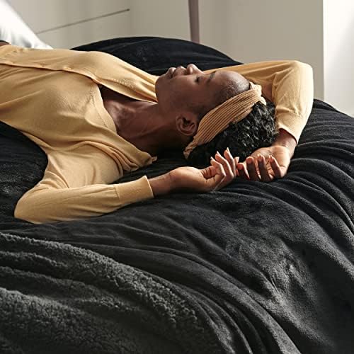 Bedsure GentleSoft Sherpa Fleece Twin Size Blanket for Couch, Non-Heated, Thick and Warm Throw for Women and Men, Soft Fuzzy Plush Twin Blanket for Winter, Black, 60x80 Inches - Image 6