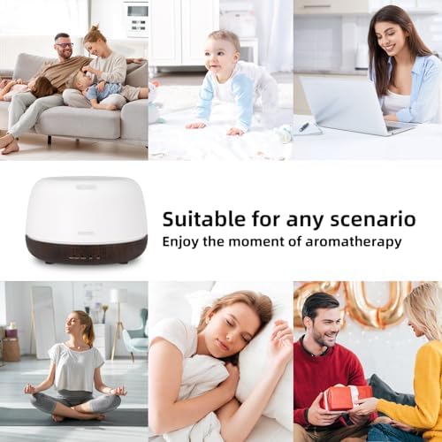 SEEDSEEL 300ML Essential Oil Diffuser, Small Aromatherapy Diffuser with Remote Control, 7-Color LED Light,4 Timer, Quiet,Auto-Off, Easy to Use,for Home,Bedroom,Office - Image 5