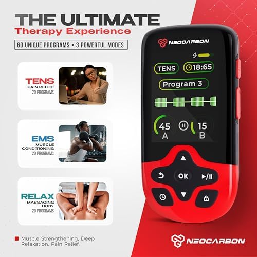 NEOCARBON TENS Unit Muscle Stimulator Ultra for Pain Relief, Red - Image 3