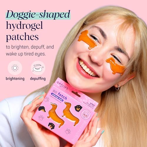 SpaLife So Fetch Hydrogel Under Eye Patches for Dark Circles | Dachshund Under Eye Patches for Puffy Eyes | Weiner Dog Undereye Bags and Puffiness Removal | Boo Basket Stuffers | 8 Pairs - Image 2