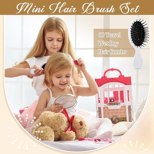 60 Pcs White Black Mini Hair Brushes Bulk for Homeless Soft Bristles Adds Shine Scalp Massage and Detangling Travel Hair Combing for Women Spa Party Favors - Image 6