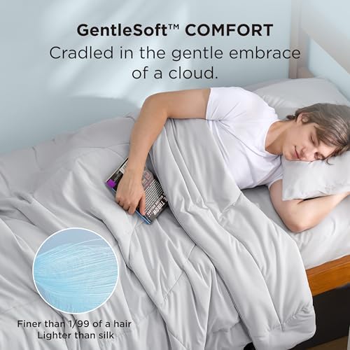 Bedsure Cooling Comforter Twin XL - Cooling Blankets for Hot Sleepers, Lightweight Comforter for Summer with Dual-Sided Cool Tech, Soft Breathable Cold Blanket for Sleeping, Grey, 68x92 Inches - Image 3