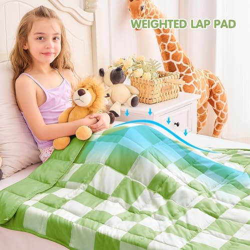 yescool Green Checkered Weighted Blanket 10 Pounds Plaid Weighted Throw Blanket, Twin Heavy Blanket, Tartan Bed Throw Blanket Gifts for 80-110lbs, 40"x60" - Image 2