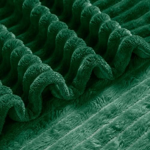 Bnuitland Dark Green Flannel Throw (50X71 inches),300GSM Super Soft Fleece Stripe Pattern Sofa Blanket, Lightweight Cozy Bed Throw for Home Decor All Season - Image 7