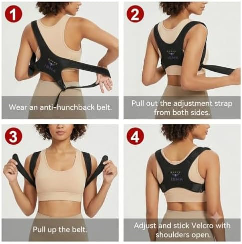 ISMA Posture Corrector for Women & Men, Adjustable Back Brace Posture Corrector, Upper Back & Shoulder Brace, Back Straightener for Better Posture, Breathable Clavicle Support for Everyday Wear - Image 3