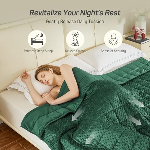 Weighted Blanket 15lbs for Adults, Ultra Soft Minky Dot Heavy Blankets for Sleep, Breathable Washable Throw Blanket with Glass Beads, 48"x72" Twin Size, Dark Green - Image 2