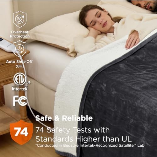 Bedsure Heated Blanket Twin Size, Electric Blanket with Preheat, Dark Grey - Image 6