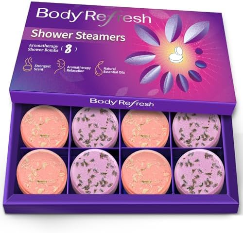 Shower Steamers Aromatherapy - 8 Pack Shower Bombs with Natural Essential Oils, Birthday Gifts for Women Self Care Relaxation Home SPA Stress Relief Eucalyptus for Shower, Gifts for Women Her Mom by BodyRefresh