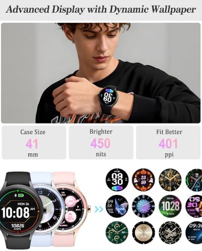 Smart Watch for Women, Ladies & Men, 1.27'' Fitness Watch [41mm case] with Call Receive/Dial, Heart Rate/Stress/Sleep Monitor, AI Voice, IP68 Waterproof Smartwatch with Calculator, Calendar, Games - Image 2