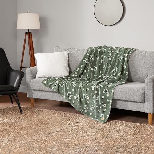 Lucky Brand Cozy Plush Blanket - Premium Microfiber Throw for Luxurious Comfort and Style, 50" x 70", Daisy Green Floral - Image 4