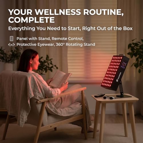 Red Light Therapy Panel – 660nm Red & 850nm Near Infrared Light Therapy Device, LED Light Therapy Lamp for Face & Body, 60 LEDs, Timer, Stand, Carrying Handle - Image 5