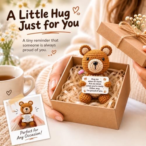 Inspirational Gifts for Women Men Positive Crochet Handmade Bear Gift - Image 3