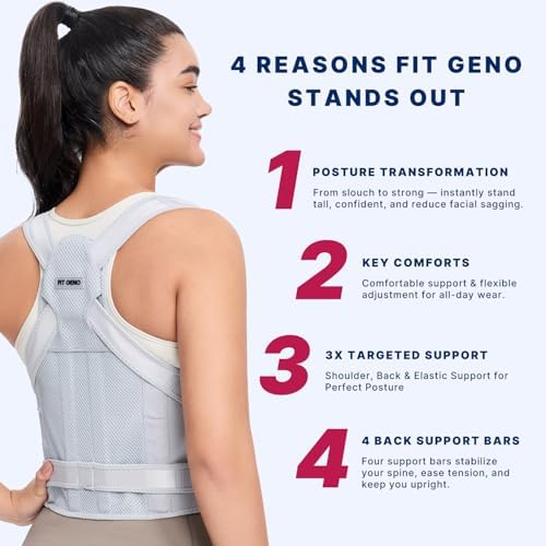 Fit Geno Posture Corrector for Women & Men, Back Shoulder Support Brace - Image 3