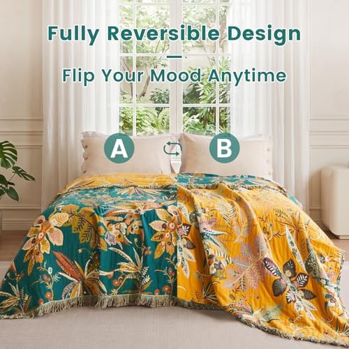 MSGKV Boho Throw Blanket 50"x60" Cotton Summer Floral Blanket for Couch - Image 4
