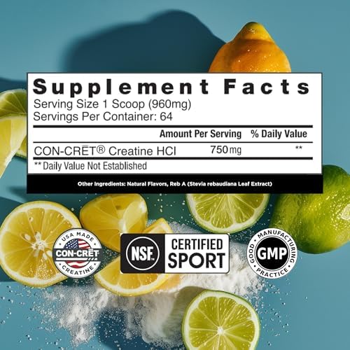CON-CRET Creatine HCl Powder | Muscle, Cognitive, Cellular Energy Support | No Bloating or Cramps | USA Made & NSF Certified | Lemon Lime (64 Serving) (Pack of 2) - Image 3