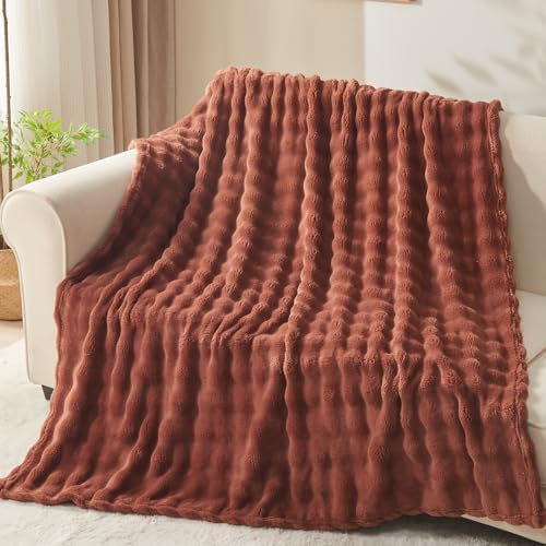 NEWCOSPLAY 3D Bubble Flannel Throw Blanket for Couch Coffee, 50"×60" - Image 2