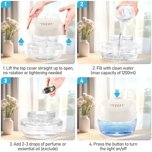 Purifier Air Washer, Air Fresher Aroma Diffuser for Home, Office, Air Purifier with Night Light (White) - Image 3