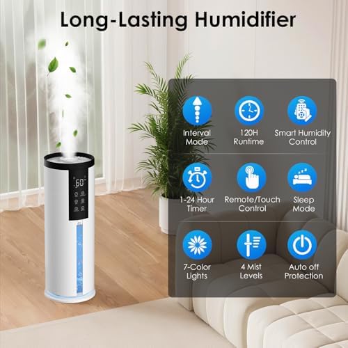 Home Humidifier for Large Room, 2.11Gal Cool Mist Top Fill,120H - Image 3