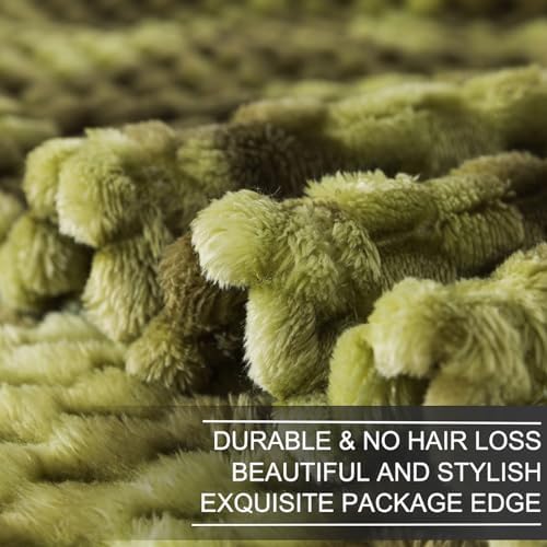 Richave Fleece Throw Blanket,Premium Lightweight Anti-Static 50x60 Inches Travel Size 3D Clouds Stylish Jacquard Throw Blanket for Winter, Tie-dye Olive Green - Image 5